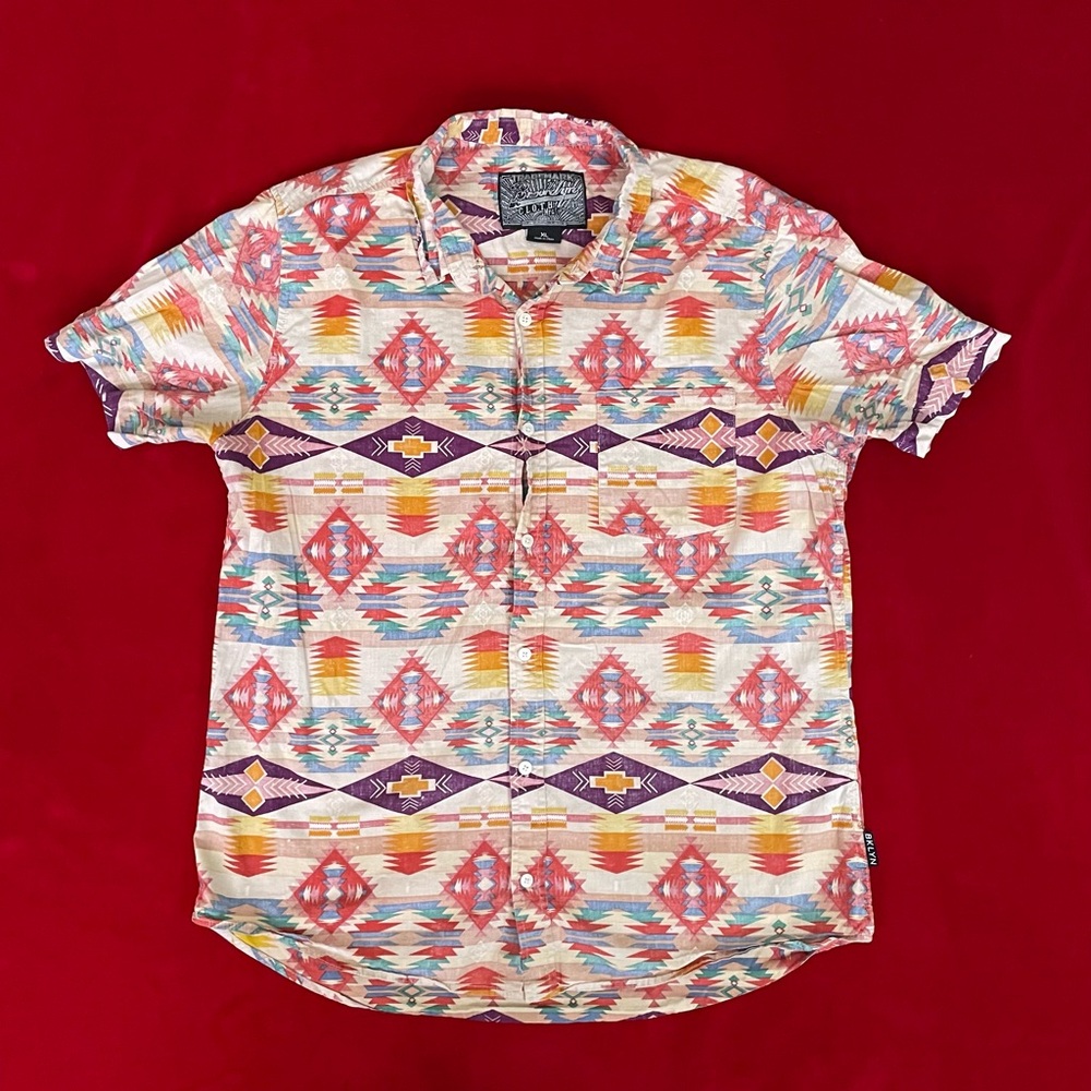 SOLD ✅ Brooklyn Cloth Men's Short Sleeve Western Collared Multicolor Shirt  XL